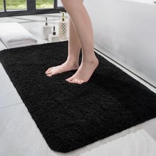 Bathroom Rugs 36x24 Inch, Microfiber Bath Rug Non Slip, Black