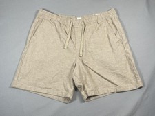 Gap Easy Shorts Mens XL Beige Linen Cotton Chino Drawstring Elastic Waist