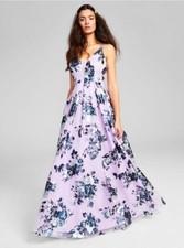 Crystal Doll Lilac Metallic Floral BIG SKIRT POCKETS Prom Ball Dress, Sz 13