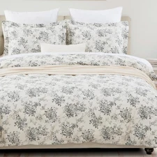 King Size Patterned Duvet Cover Set - 104"x90" Cover + 2 Shams, 100% Cotton P...