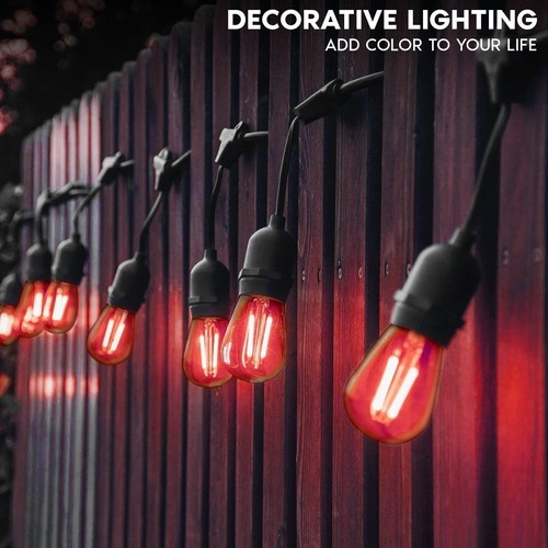 Luxrite S14 Edison LED Red Light Bulbs for String Lights 0.5W UL E26 6 Pack - Picture 2 of 7