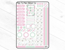 5075 Pink Mint Christmas Journaling Kit Planner Stickers.