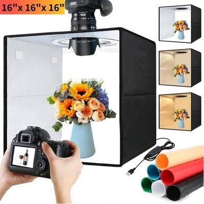 16''x16'' LED Photo Studio Light Box Portable Folding Photography Shooting Tent