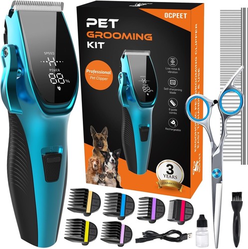 Professional PET CLIPPERS Dog Grooming Kit Heavy Duty Trimmer Thick Hair US