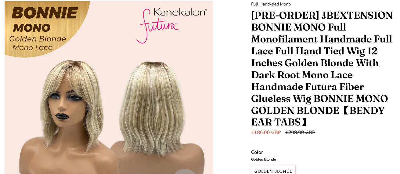 Peluca Bonnie Mono Rubia Dorada JB Exten Nueva con Accesorios