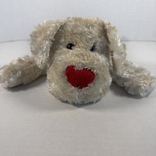 Dan Dee PUPPY DOG Tan Soft Floppy Laying Plush Red Heart Nose Toy 2010 
