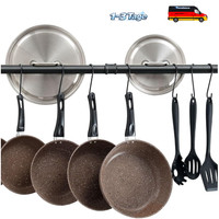KüChenhäNgeregal Aus Metall Mit 14 Haken, 97 Cm Lang, Sch