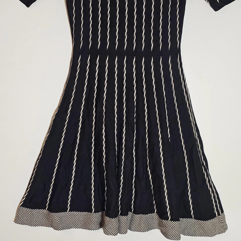 Gabby Skye Dress Womens Small Black White Knit Fit & Flare Stripe Scoop Neck S - Image 3 of 4
