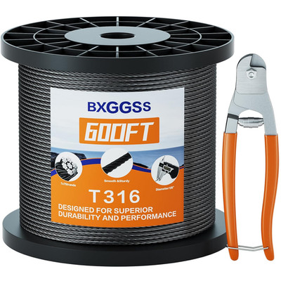1/8 T316 Black Stainless Steel Cable   600FT Corrosion-Resistant Wire Rope for C
