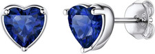 925 Sterling Silver Stud Earrings for Women, Heart/Round Birthstone Earrings Bir