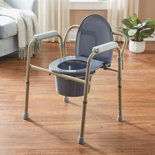 3in1 Adult Toilet Seat Potty Chair Folding Commode Bedside Portable Gray 350 Lbs
