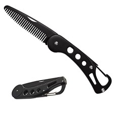 Stainless Steel Folding Beard Comb, Portable Mustache Comb, Beard Grooming Ki...
