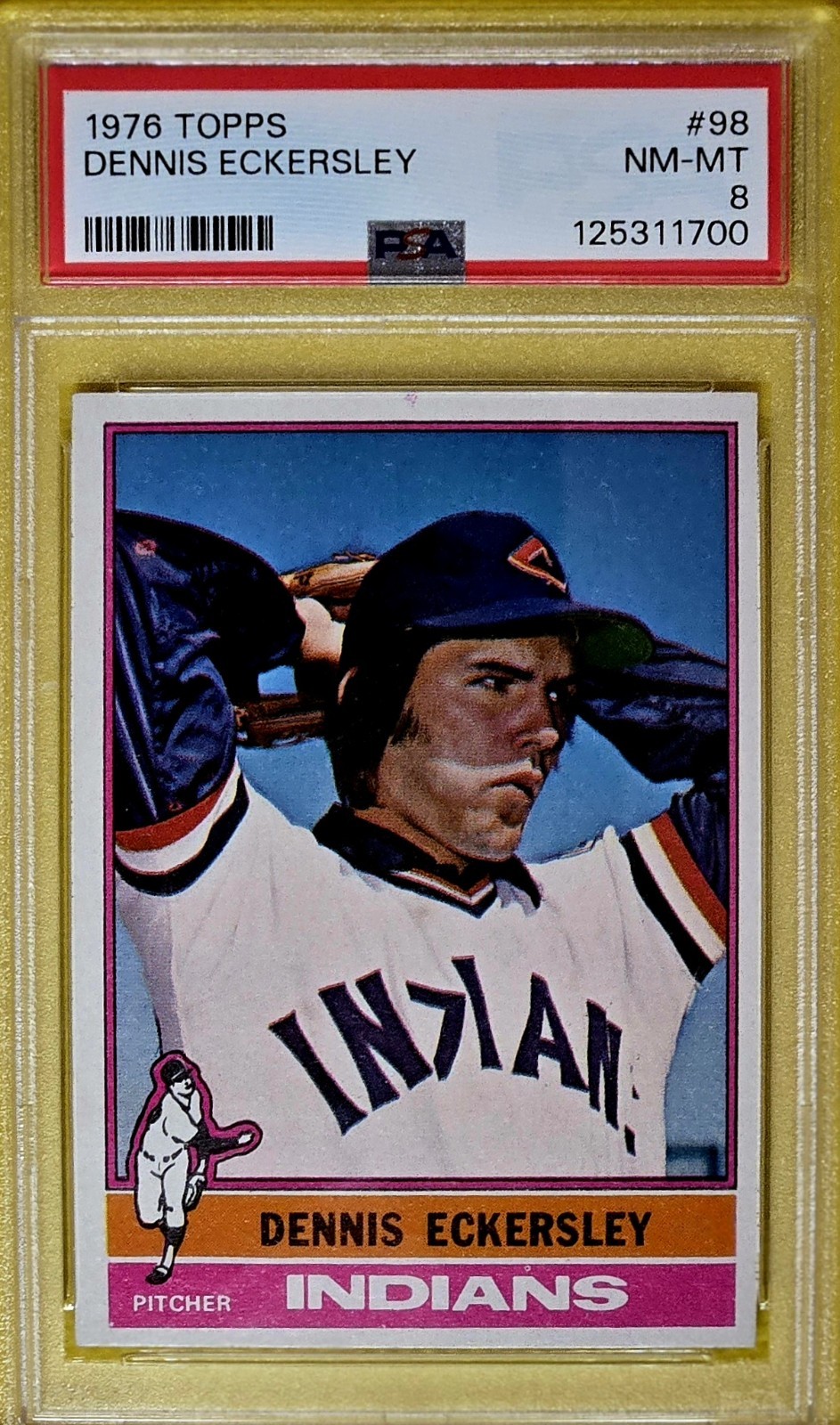 1976 TOPPS DENNIS ECKERSLEY RC #98 CLEVELAND INDIANS  PSA 8 BRAND NEW SLAB