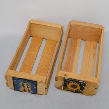 Vintage Lot of 2 Napa Valley Box 12 Cassette Tape Holder Wooden Storage Crates
