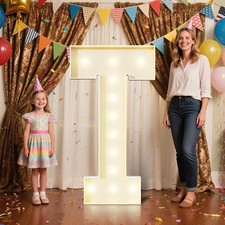 4FT Marquee Letters T Sign,Large Light Up Numbers Party Decoration - Hook and...