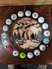 Wall Mount Golf Ball Display Rack Holds 18 Golf Balls Metal Wood Holder