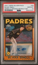Blake Snell 2021 Topps Silver Pack 1986 Orange Refractor 23/25 PSA 10 POP 1