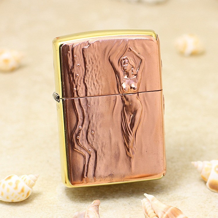 Vintage Unique Windproof Armor Lighters Women Copper Gifts