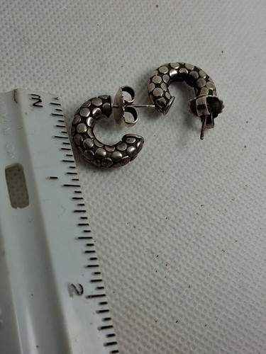 Retired John Hardy Dot Huggie Hoop Sterling Silver Stud Earrings NICE - Picture 9 of 10