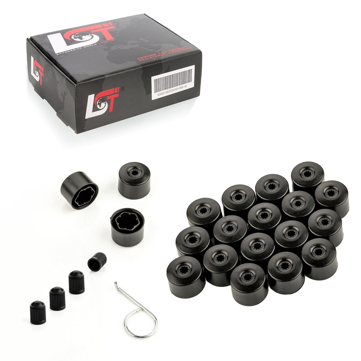 20X Wheel Nut Caps Black Matte 17 Mm For SAAB