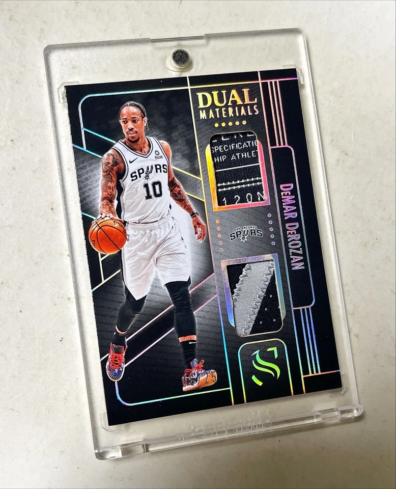 2024 Panini Silhouette DeMar DeRozan Holo Silver Game Used Laundry Tag Patch /25 - Image 4 of 4