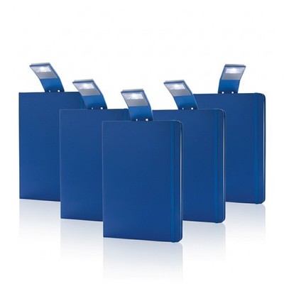 5x Notizbuch A5 Blau Hardcover mit LED-Lesezeichen Liniert 160 Seiten Notizblock