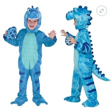 spooktacular t-rex dinosaur blue halloween costume, kids size small 5-7 yrs 