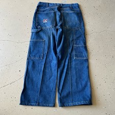 RARE STYLE Vtg Ben Davis Carpenter Cut Jeans 9.5" Leg Opening Blue Jeans Mens S