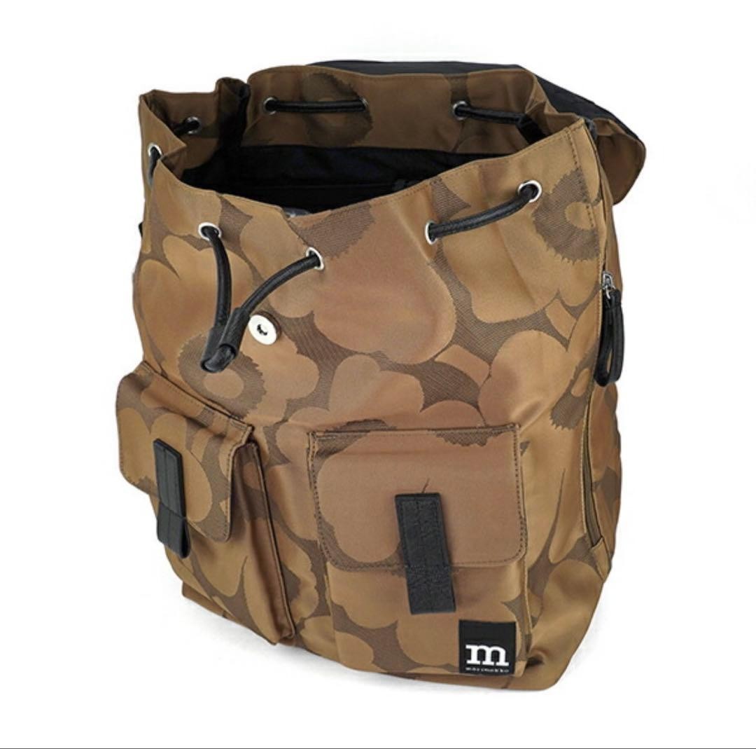 Marimekko Flower Pattern Nylon Backpack Brown Lad… - image 4