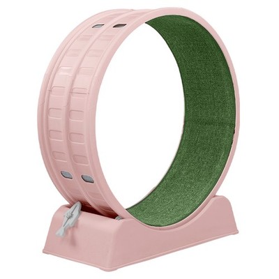 Pink PP Cat Treadmill, 15kg Max, w/ Green Carpet & Toy Stick