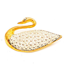 Brooch Swan Graceful Long Neck Lapel Pin Gold...
