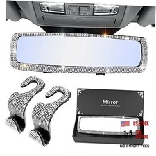 Bling Rear View Mirror Accessories with 2 PCS Car Seat Hooks for silver