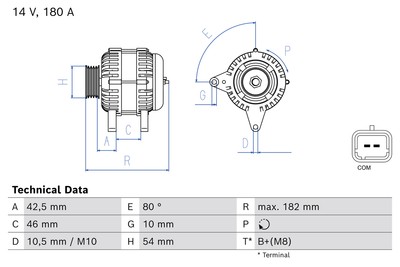 BOSCH 0 986 084 650 Generator für CITROËN,DS,OPEL,PEUGEOT,VAUXHALL