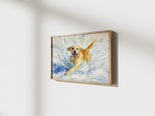 Joyful Dog in Snow Painting 5"x7" Print on Matte Paper | Playful Winter Artwork - Picture 5 of 17