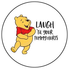 LAUGH TIL YOUR TUMMY HURTS POOH ENVELOPE SEALS LABELS STICKERS PARTY FAVORS