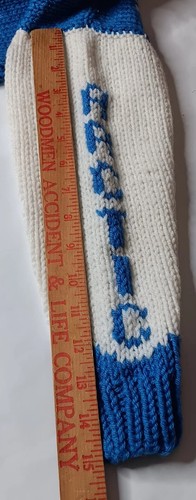 Hand Knit Kids Sweater Seal Arctic Igloo Blue White Winter Ice Snow Vintage READ - Picture 7 of 16