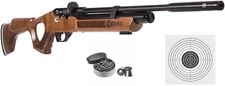 Hatsan Flash Wood QE .22 Cal Side Bolt PCP Air Rifle with Pellets and Targets