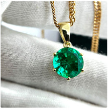 Natural Emerald Pendant 14K Yellow Gold Plated May Birthstone Pendant Necklace