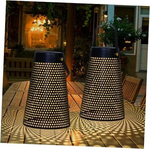 Solar Lanterns Outdoor Light Waterproof, 2 Pack 2PACK Black Hanging Lantern