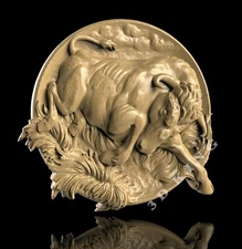 STL 3D Model ANGRY BULL for CNC Router Aspire Artcam 3D Printer Engraver Cut 3D