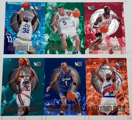 1996-97 Fleer Maximum Metal S.1 Set Uncut Sheet MICHAEL JORDAN KARL MALONE HILL - Picture 3 of 12