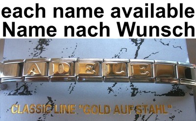 Armband ADELE EDELSTAHL Vergoldet Namen Wunschname passend für Nomination