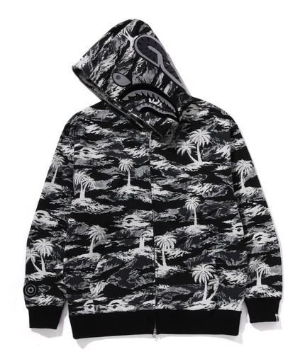A BATHNIG APE Men's PALM TREE CAMO RELAXED FIT SHARK FULL ZIP HOODIE 1L30115313r - Picture 16 of 24