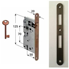 serratura bronzo AGB interasse 70mm entrata mm.50 bordo tondo + incontro+ chiave
