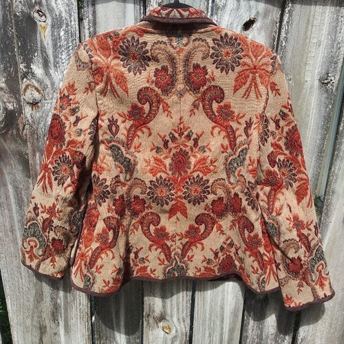 🤎 Kasper Petite Vintage Brown Floral Blazer Size 14P Grandmacore Tapestry - Picture 8 of 8