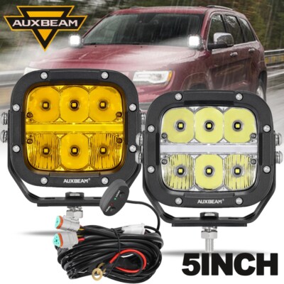 AUXBEAM Pair 5'' LED Work Light Bar Spot Flood Pods Fog Offroad Driving Truck ATV