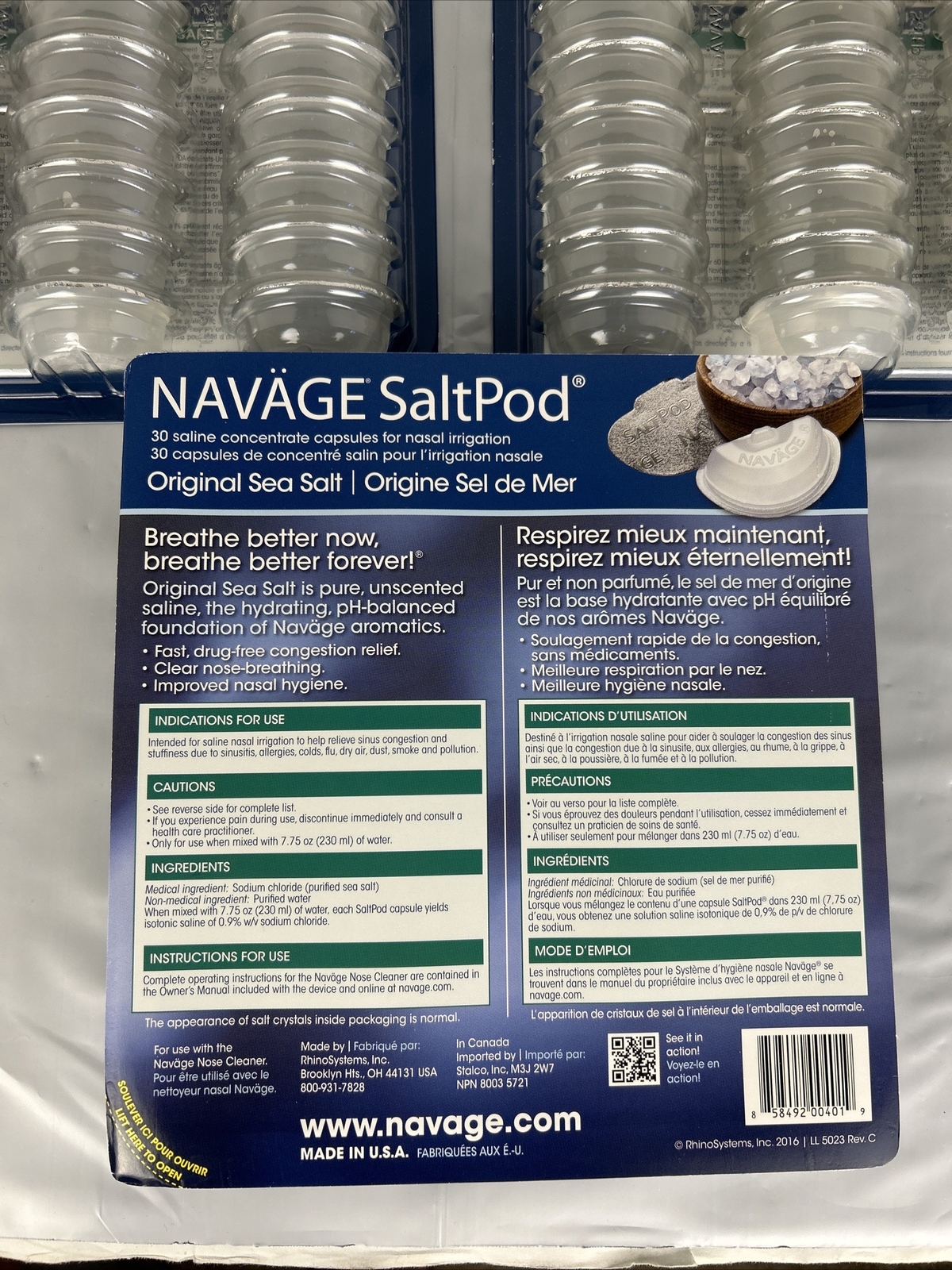 NOS Lot of 3 Navage Salt Pods for Navage Nasal System Saltpod 30 Count