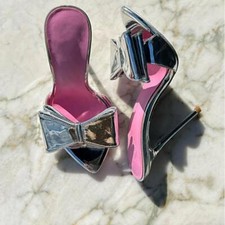 Womens Bowknot Peep Pointy Toe Slipper Clubwear Sandals Stiletto High Heel Hot