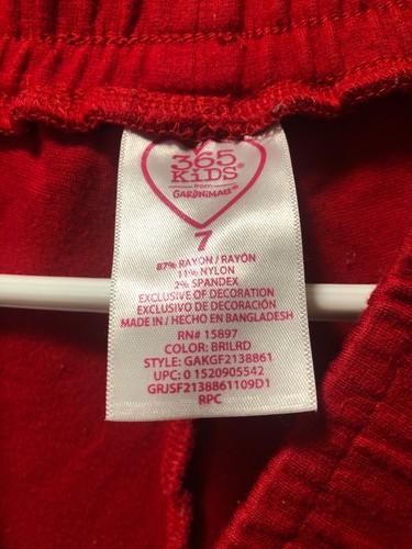 365 Kids from Garanimals Girls Sweatpants in Red Size 7 - Picture 3 of 4