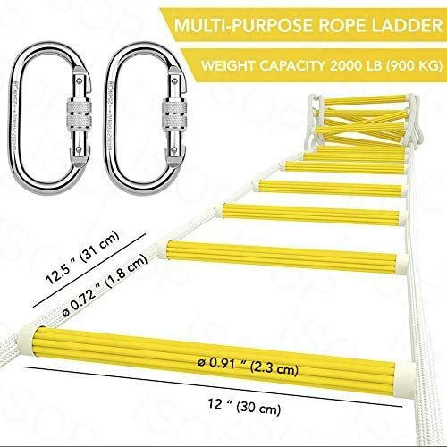ISOP Emergency Fire Escape Ladder 2-4 Storey Rope Ladder with Hooks - Reusable - Afbeelding 22 van 130